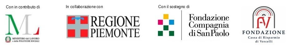 Loghi partner BPC: Ministero del Lavoro e delle Politiche Sociali, Regione Piemonte, Fondazione Compagnia di San Paolo, Fondazione Cassa di Risparmio di Vercelli